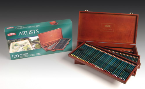 Laurence Mathews Derwent Artist Pencils Set of 120 in a Beautiful Wooden Box 